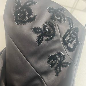 Strapless Bridal Dress, charcoal colored.